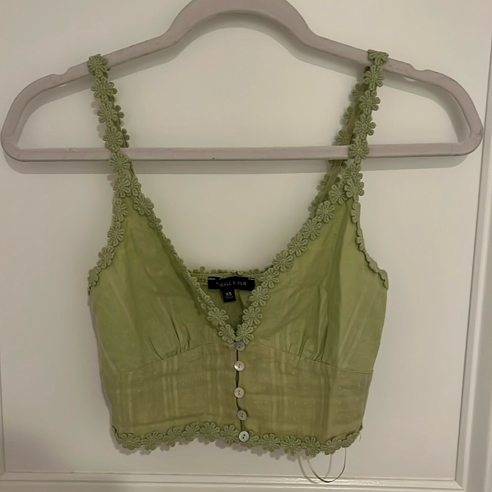 Green flower crop top